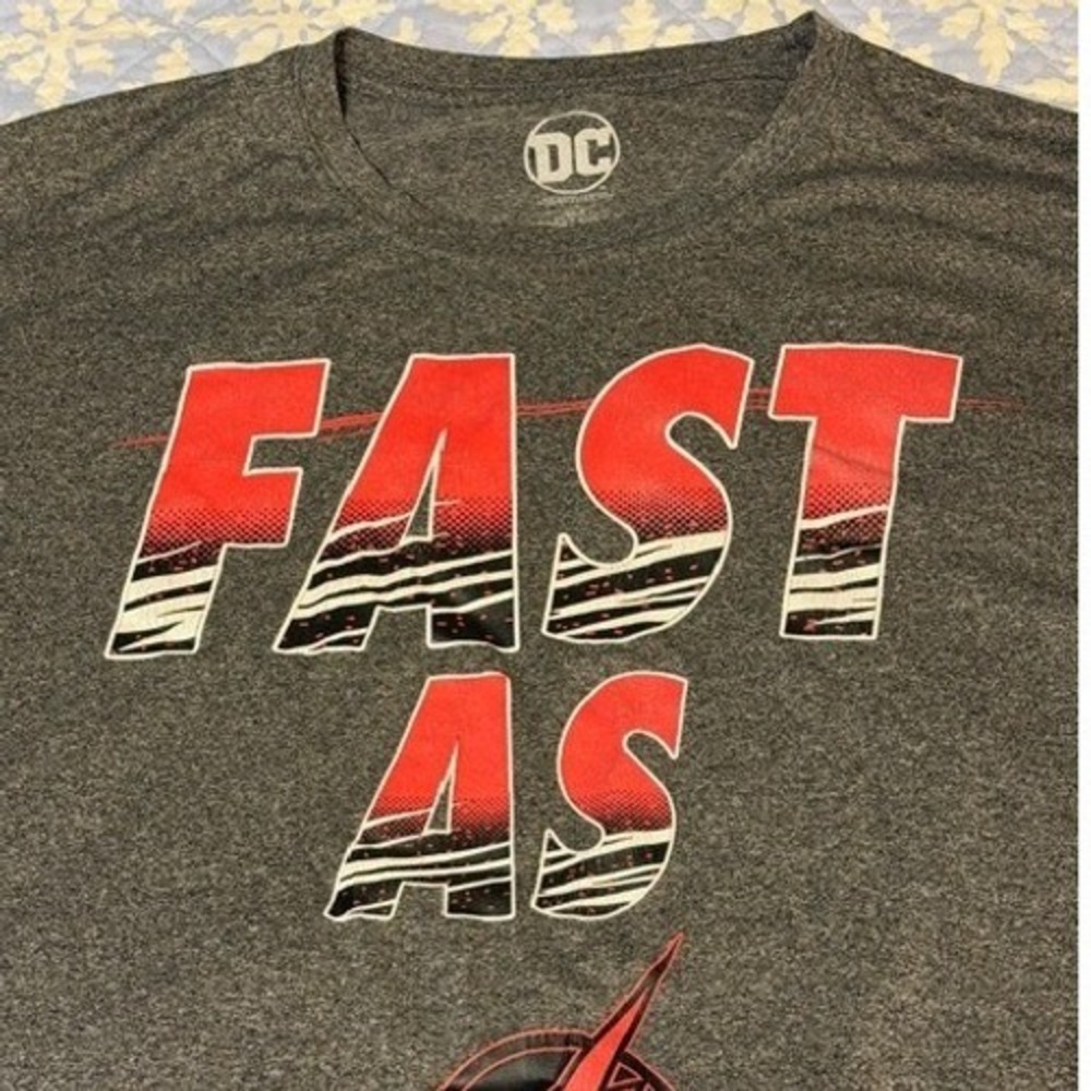 DC Comics The Flash Fast As Lightning Bolt Graphic T-Shirt Gray Mens 3XLB